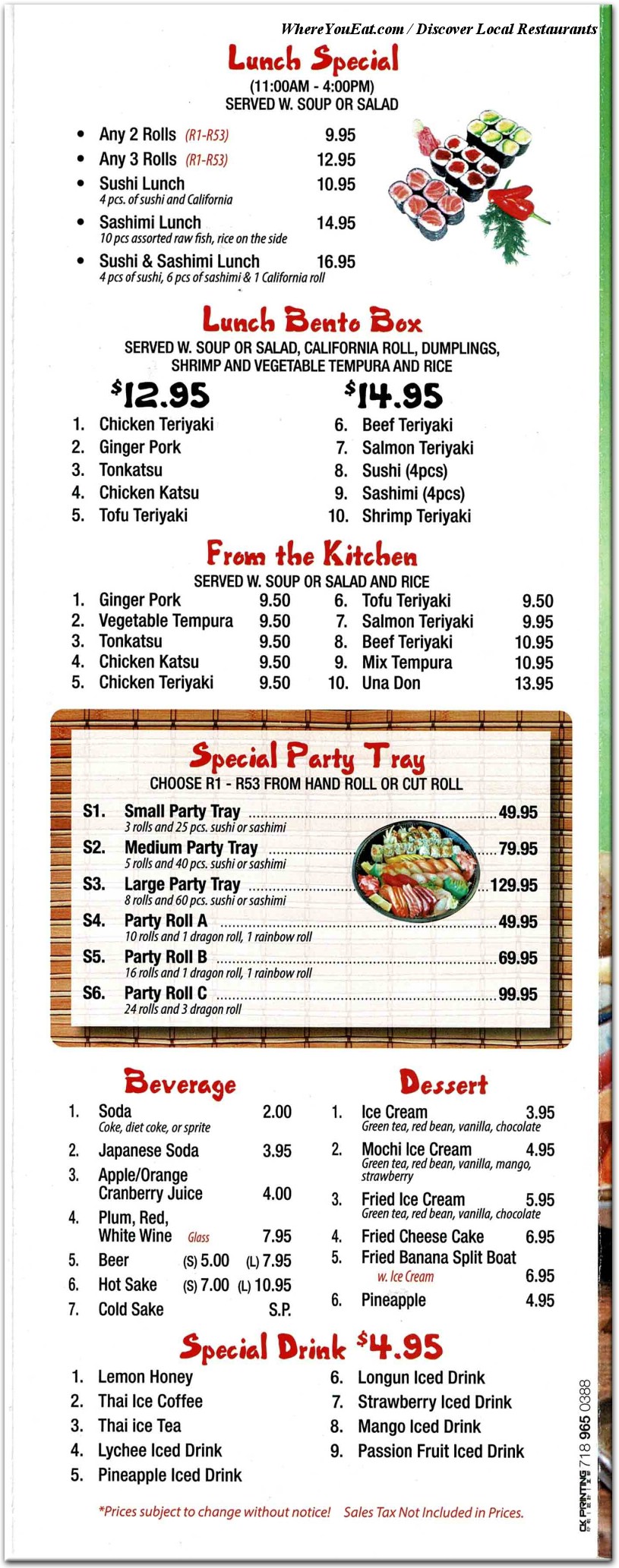 menu