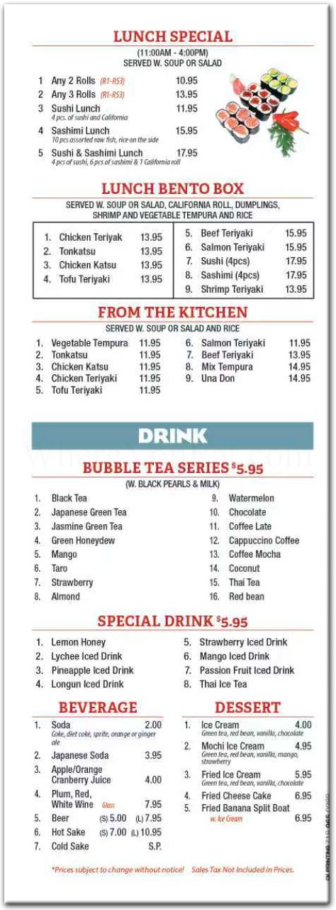 menu